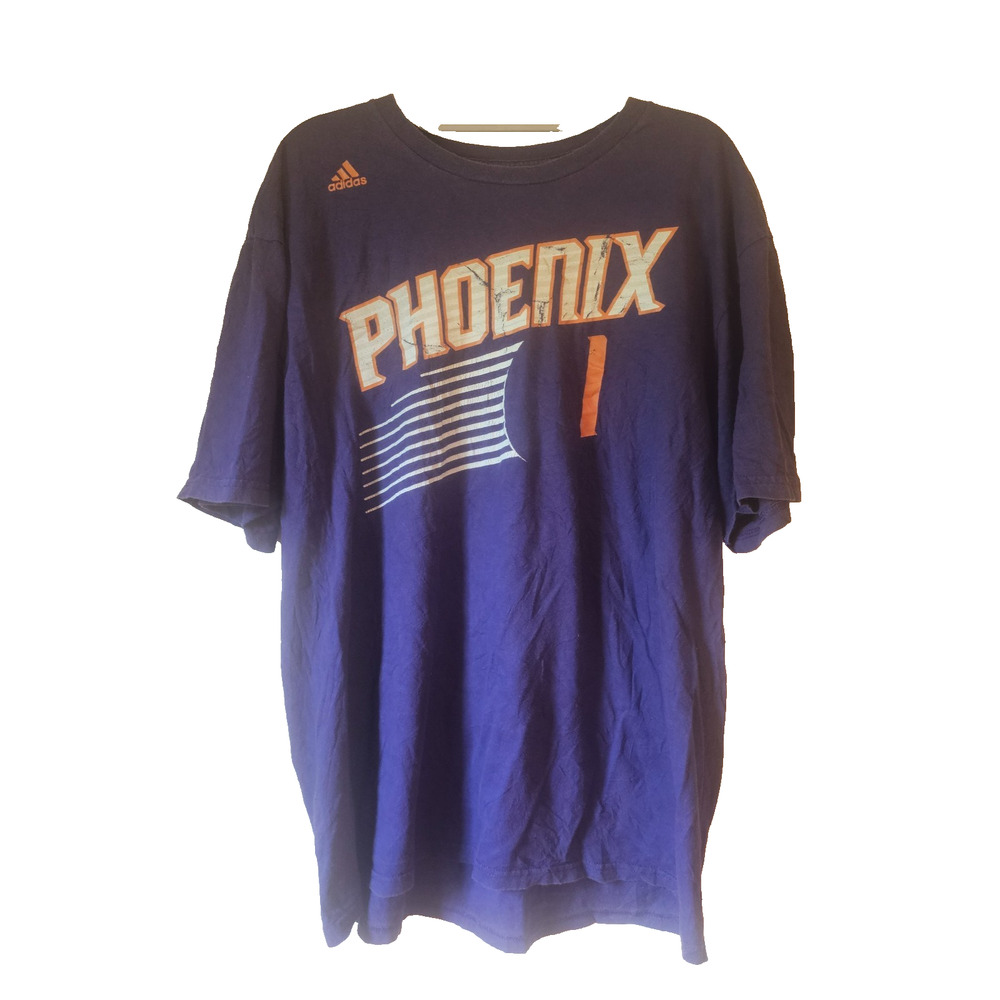 Devin Booker Phoenix Suns #1 Adidas NBA Basketball Graphic T Shirt Purple XL